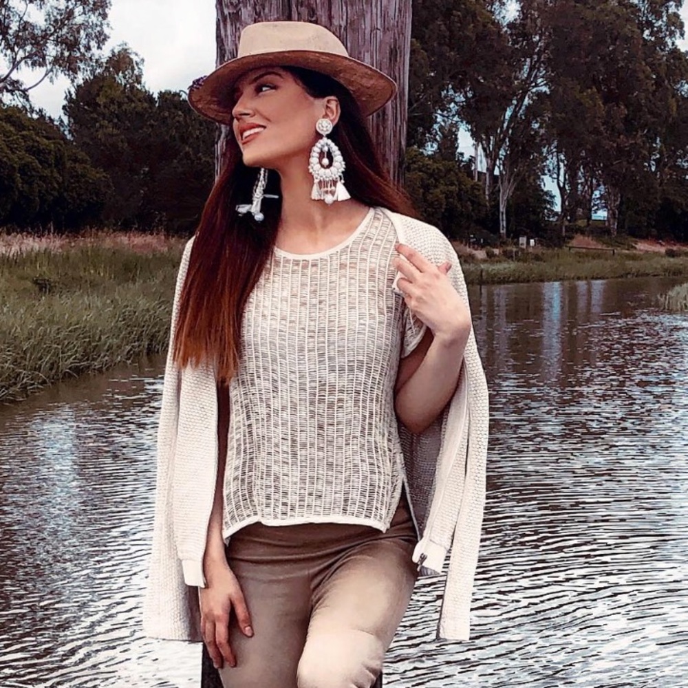 Maurizio leather laser short sleeve blouse